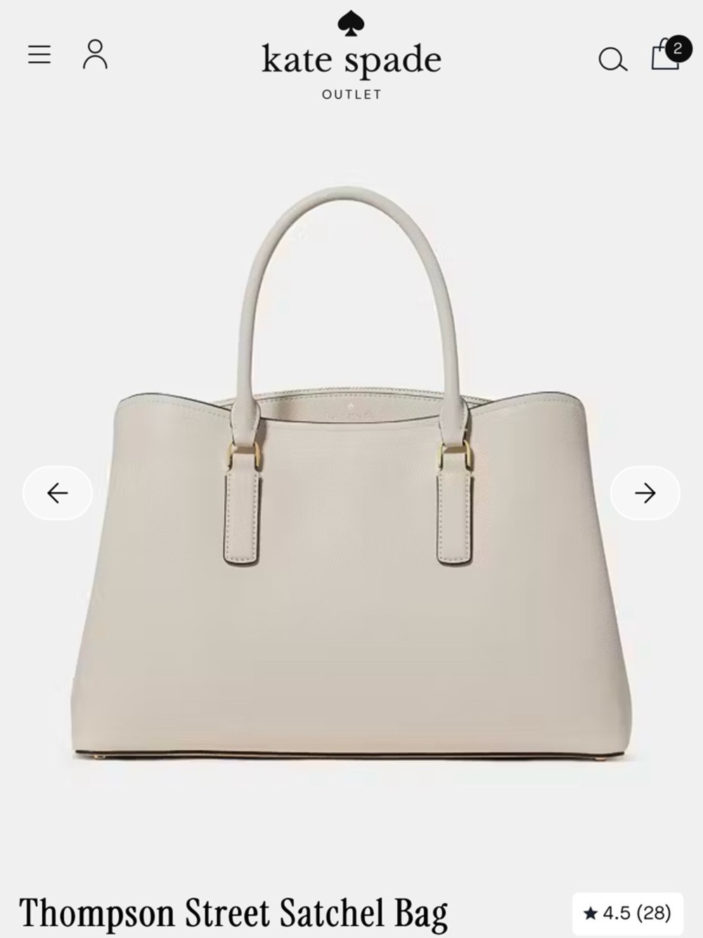 kate spade Cream Pebble Leather Satchel with Gold-Tone Hardware